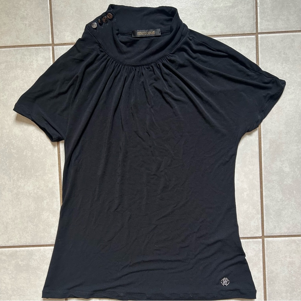 Roberto Cavalli black short-sleeve top